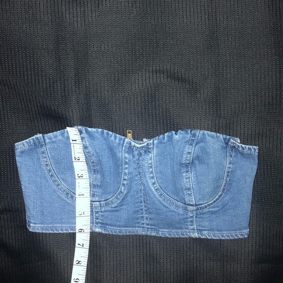 FASHION NOVA Crop TubeTop Bralet Blue Denim Jean - Picture 10 of 11